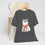 Sevimli Kedi Grafik Tişörtü - 'Miyav Yeni Vay Canına', Kedi Severler İçin Hediye, Unisex Kısa Kollu Tişört, Eğlenceli Hayvan Giysileri, Evcil Hayvan Severler İçin Moda