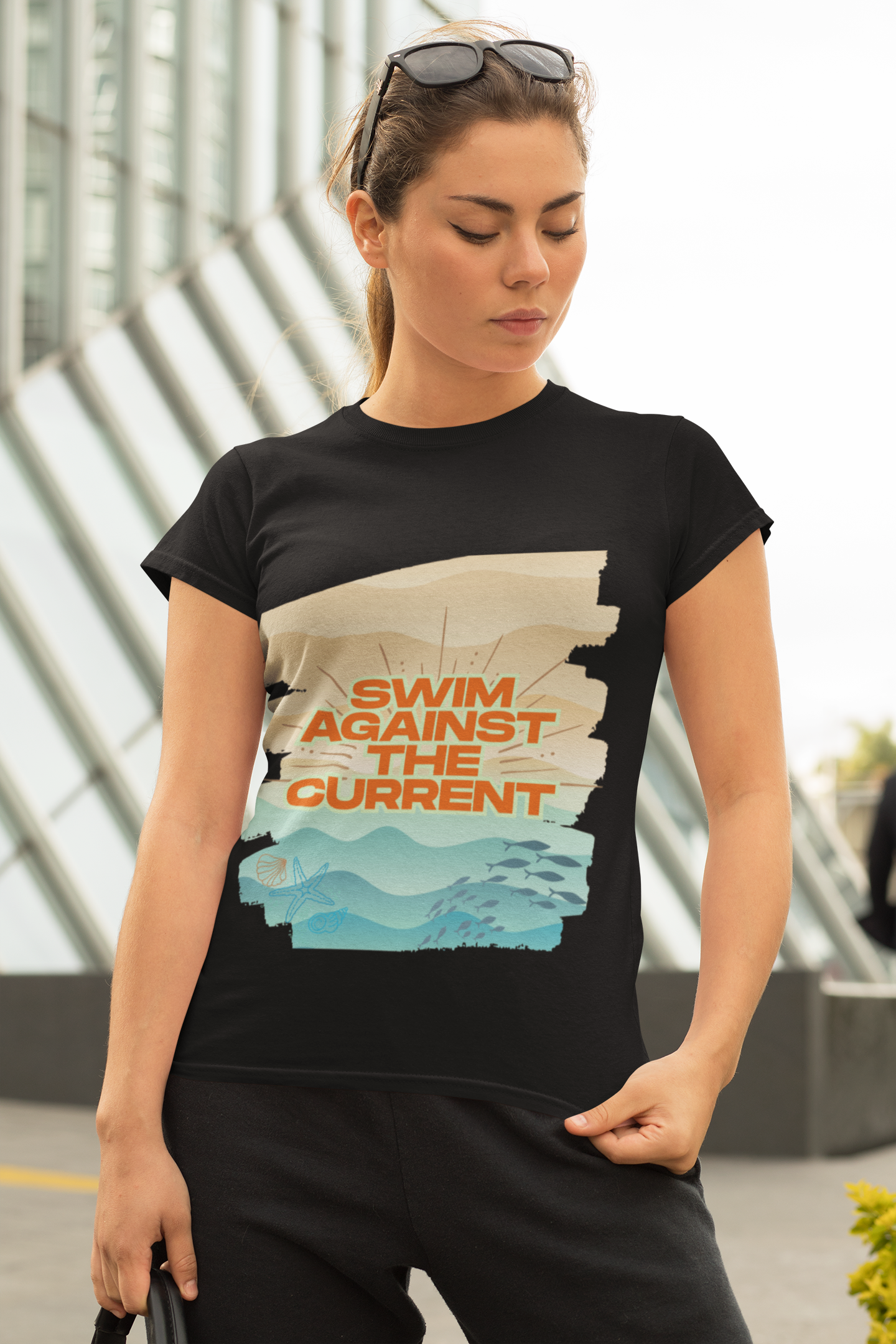 Swim Against the Current- Graphic Tee, Unisex Shirt, Inspirational Quote, Motivational T-shirt, Ocean Shirt, Beach Tee | Bella Canvas 3001