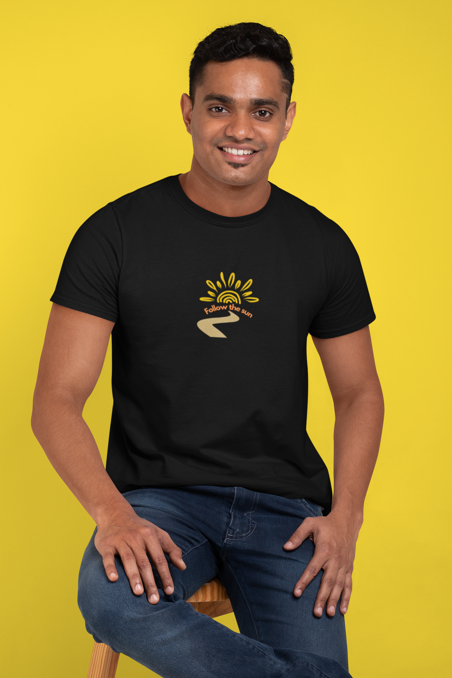 Follow the Sun Retro Sun Shirt, Inspirational Boho Summer T-Shirt, Sun Graphic Tee, Positive Vibes Shirt | Bella Canvas